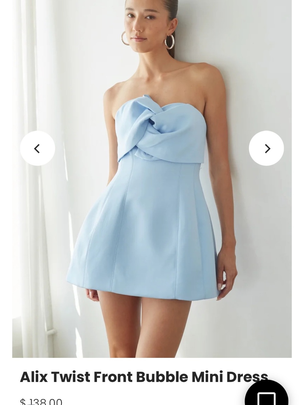 American Threads Strapless Twist-Front Mini Dress - Light Blue